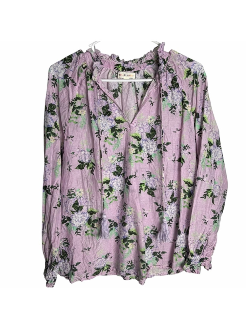 Roller Rabbit Silk Blend Floral Lightweight Blouse Coquette Cottagecore Small - Picture 2 of 8
